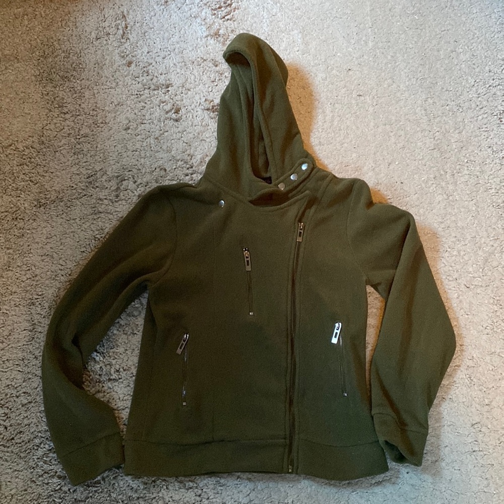 Doublju Fleece Hooded Moto Jacket